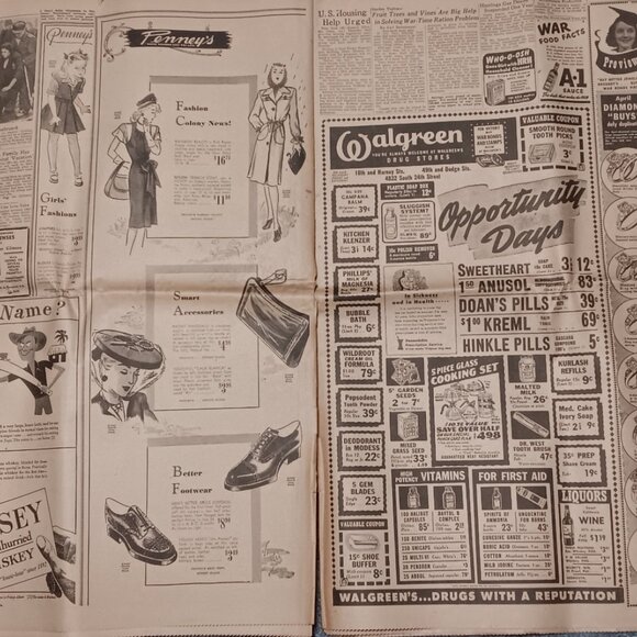 Vintage "Morning World Herald Newspaper" - President Dies, Truman Takes Office - Picture 6 of 7